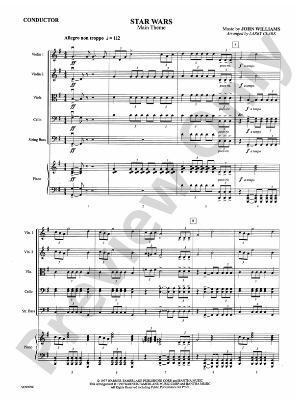 Star Wars (Main Theme) - String Orchestra Conductor Score & Parts (Digital Download)