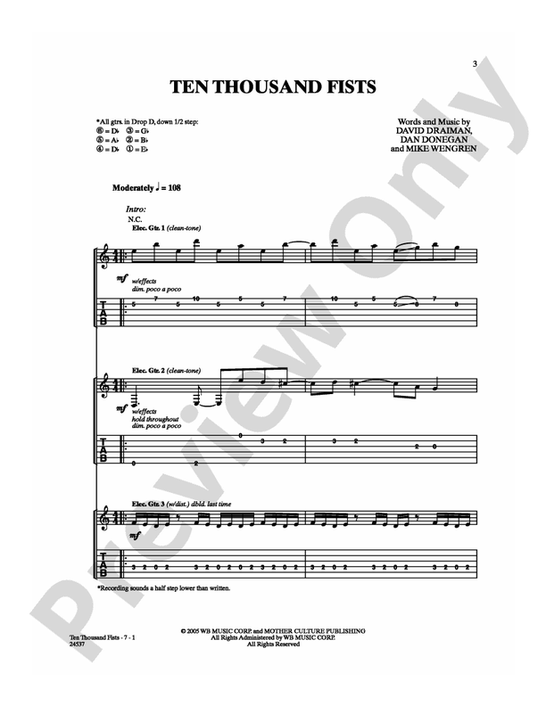 Ten Thousand Fists - Guitar TAB (Digital Download)