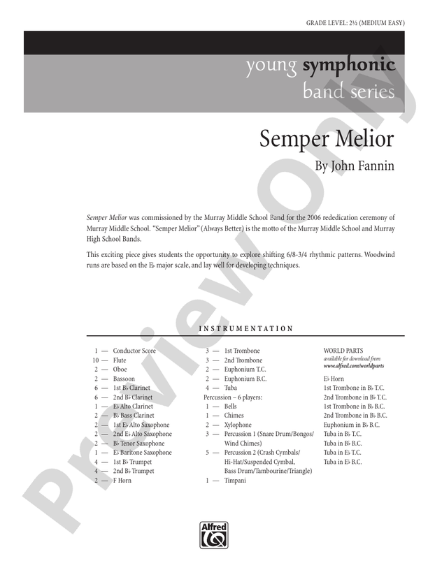 Semper Melior - Concert Band Conductor Score & Parts (Digital Download)