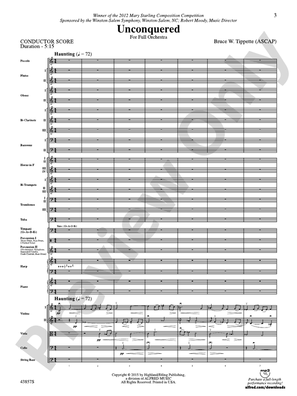 Unconquered – Full Orchestra Conductor Score & Parts (Digital Download)