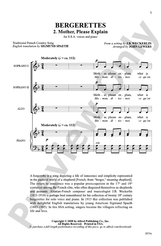 Bergerettes 2 – SSA Choral Octavo (Digital Download)