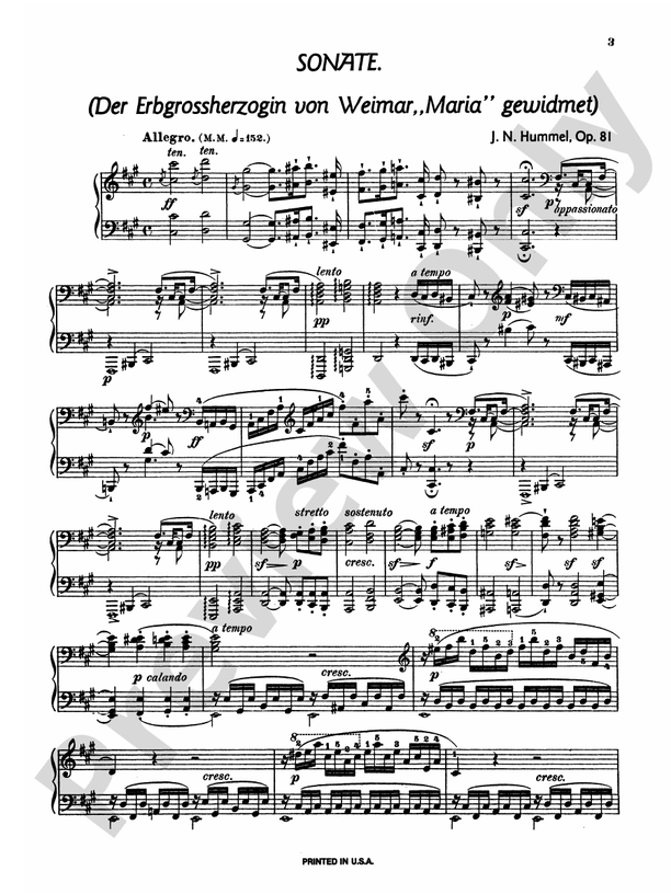 Hummel - Sonatas and Pieces (Volume II) - Piano Solo (Digital Download)