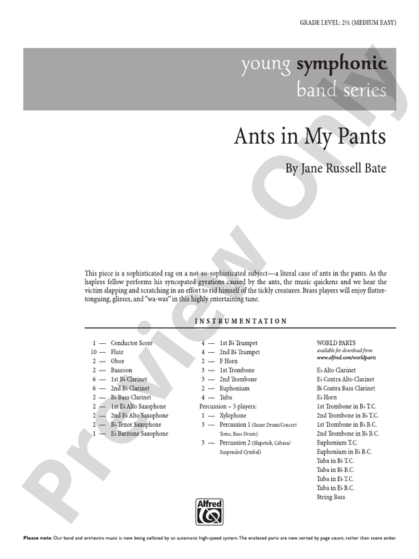 Ants in My Pants - Concert Band Conductor Score & Parts (Digital Download)
