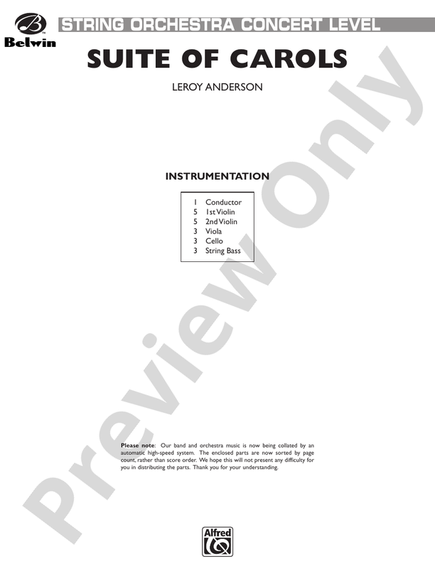 Suite of Carols – String Orchestra Conductor Score & Parts (Digital Download)