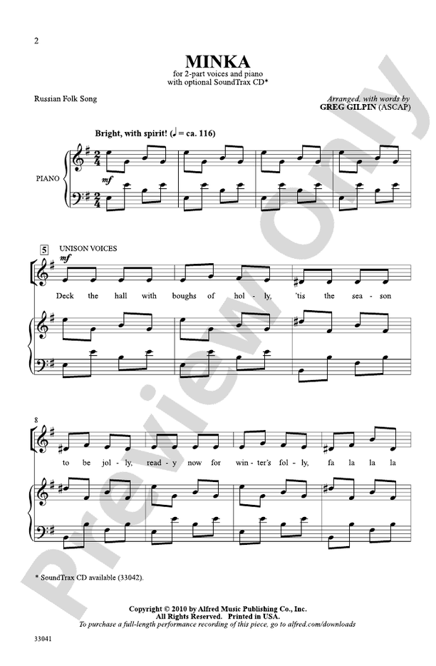 Minka – 2-Part Choral Octavo (Digital Download)