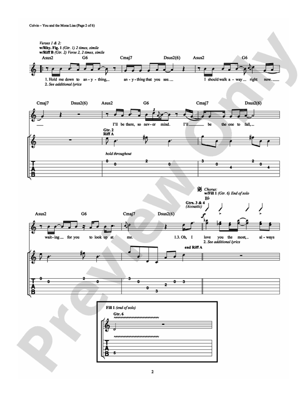 You and the Mona Lisa - Guitar TAB (Digital Download)