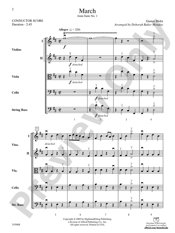 March from Suite No. 1 (Grade 3) – String Orchestra Conductor Score & Parts (Digital Download)