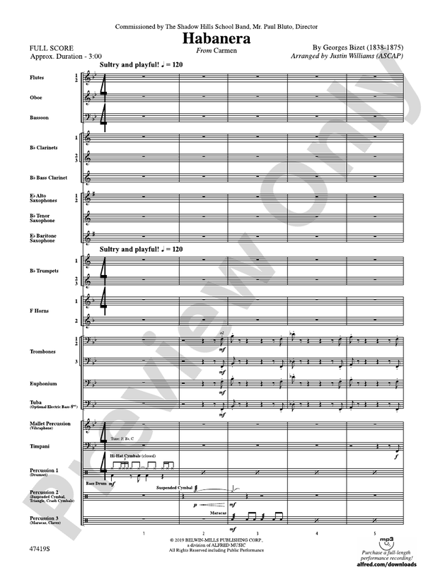 Habanera - Concert Band Conductor Score & Parts (Digital Download)