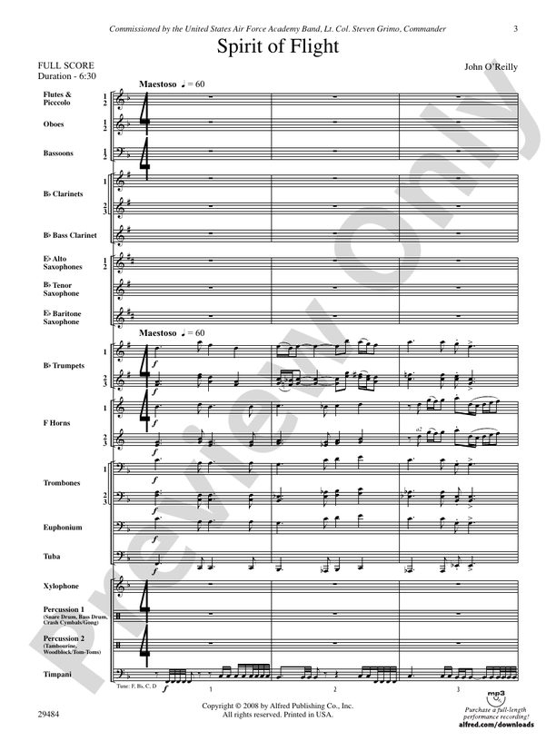 Spirit of Flight - Concert Band Conductor Score & Parts (Digital Download)