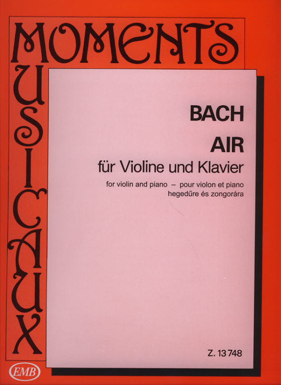 Bach - Air on the G String BWV1068/II - Violin/Piano Accompaniment EMB Z13748