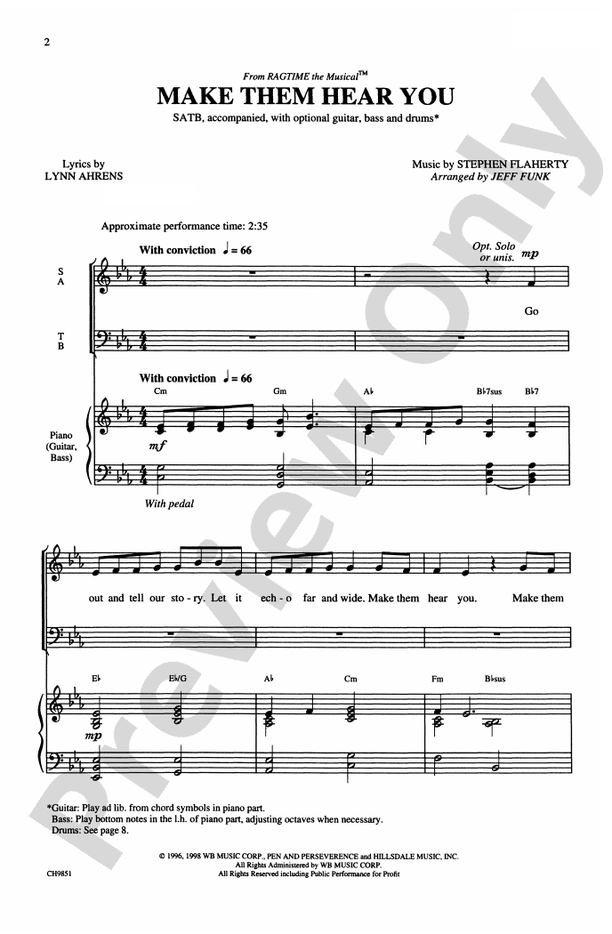 Make Them Hear You (from Ragtime The Musical™) – SATB Choral Octavo (Digital Download)