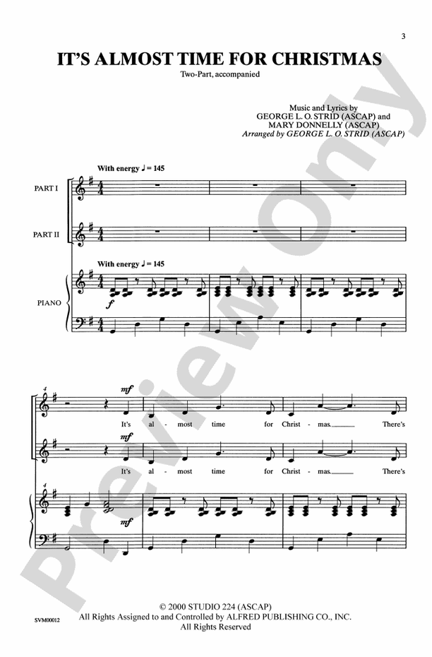 It's Almost Time for Christmas – 2-Part Choral Octavo (Digital Download)