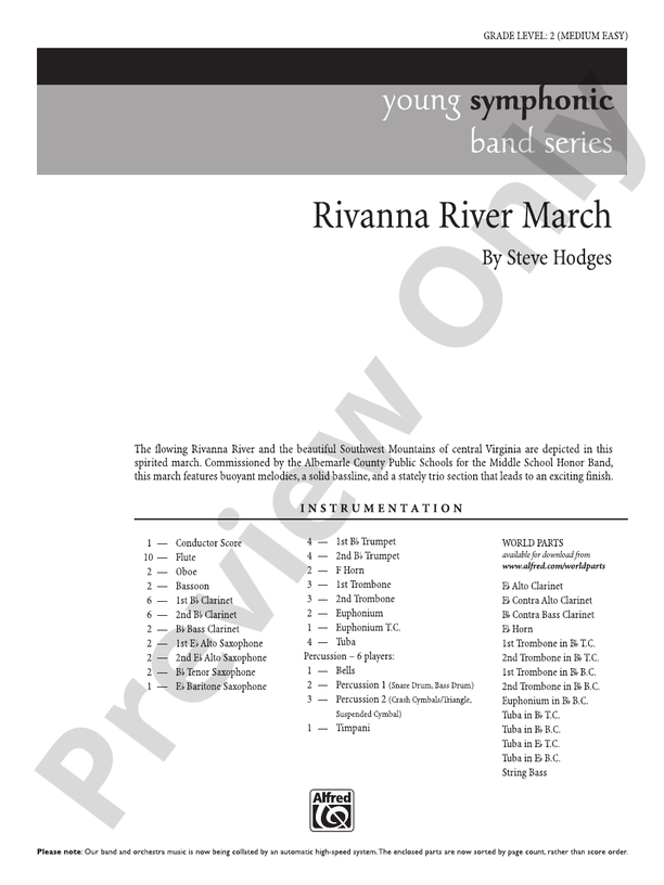 Rivanna River March - Concert Band Conductor Score & Parts (Digital Download)