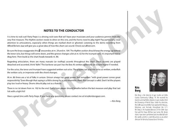 Party Peeps – Jazz Ensemble Conductor Score & Parts (Digital Download)