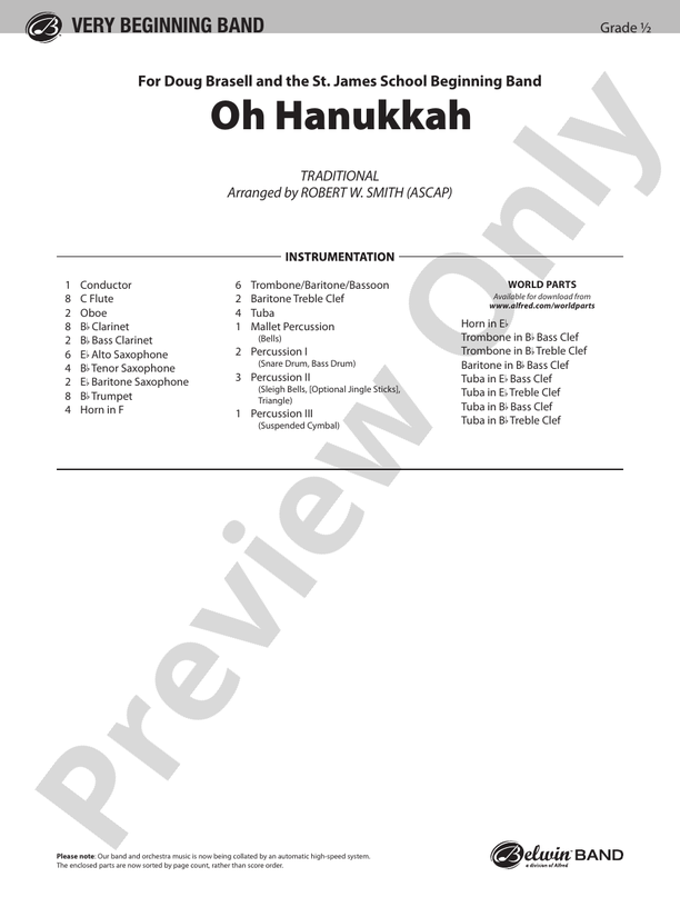 Oh Hanukkah - Concert Band Conductor Score & Parts (Digital Download)