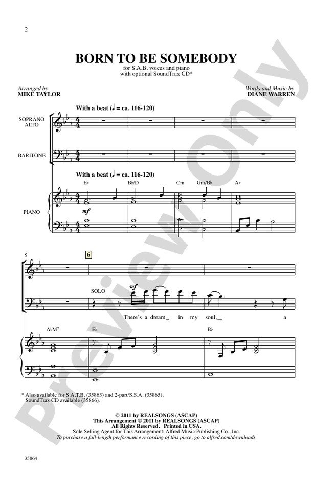 Born to Be Somebody (from Never Say Never) – SAB Choral Octavo (Digital Download)