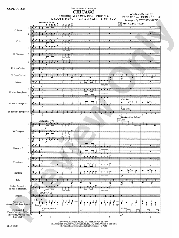 Chicago! (from the Musical Chicago!) - Concert Band Conductor Score & Parts (Digital Download)
