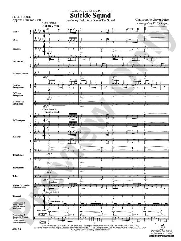 Suicide Squad - Concert Band Conductor Score & Parts (Digital Download)