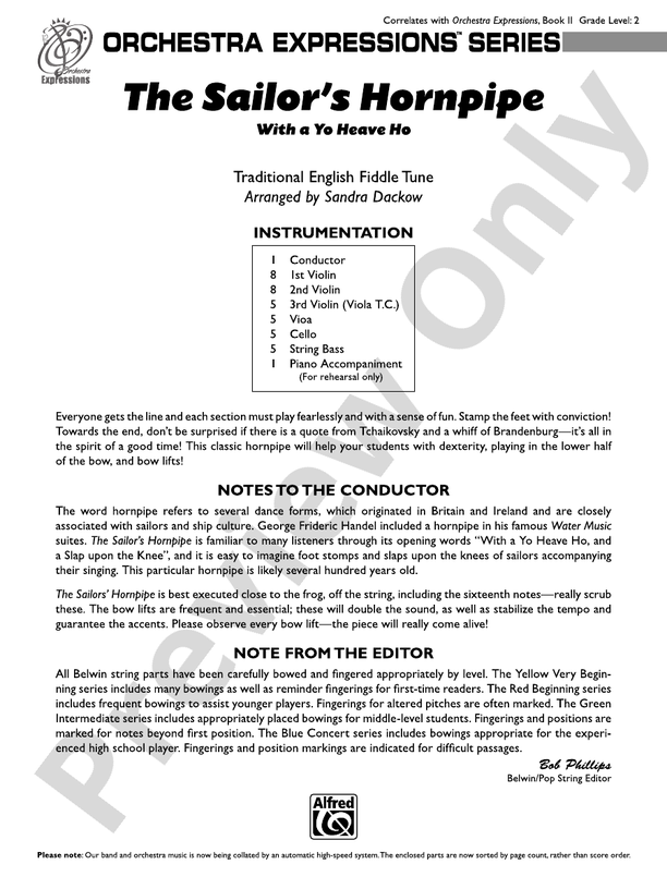 The Sailor's Hornpipe - String Orchestra Conductor Score & Parts (Digital Download)