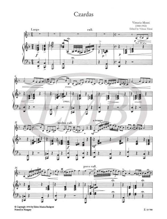 Monti - Csardas - Violin/Piano Accompaniment edited by Tatrai EMB Z13700
