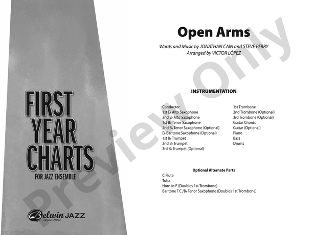 Open Arms - Jazz Ensemble Conductor Score & Parts (Digital Download)