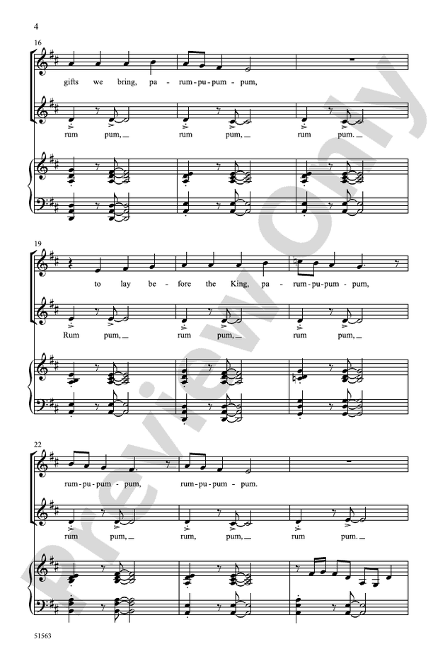 The Little Drummer Boy - 2 Part/SSA Choral Octavo (Digital Download)
