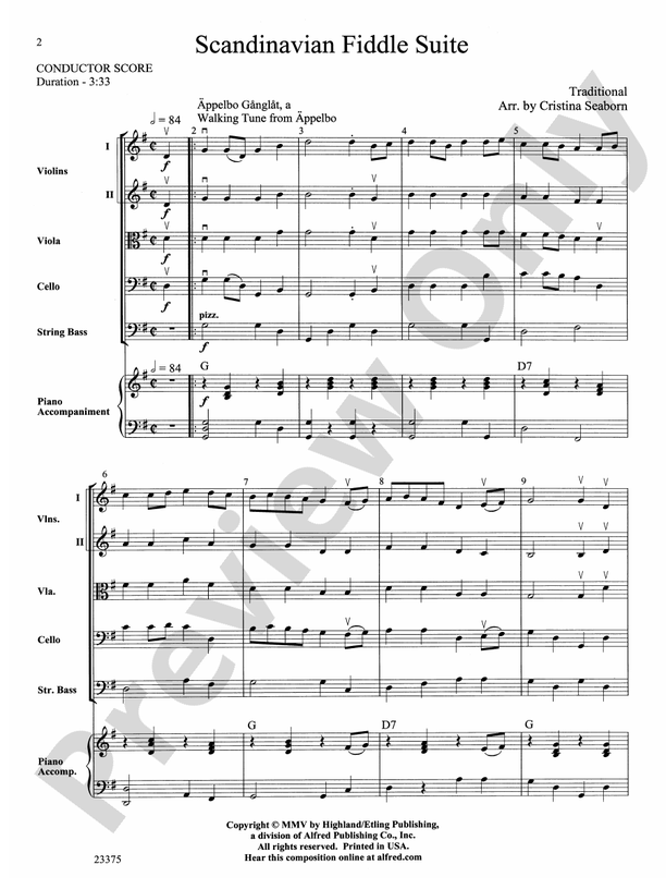 Scandanavian Fiddle Suite – String Orchestra Conductor Score & Parts (Digital Download)