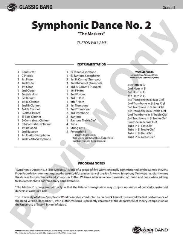 Symphonic Dance No. 2 - Concert Band Conductor Score & Parts (Digital Download)