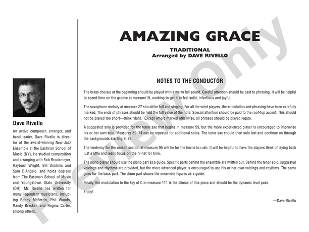 Amazing Grace - Jazz Ensemble Conductor Score & Parts(Digital Download)