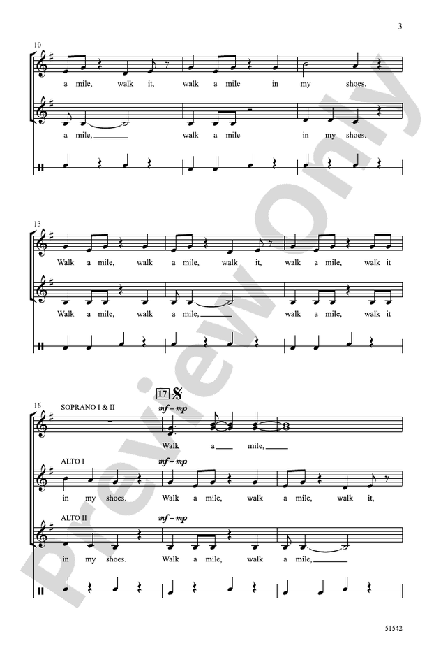 Walk a Mile in My Shoes - SSAA Choral Octavo (Digital Download)