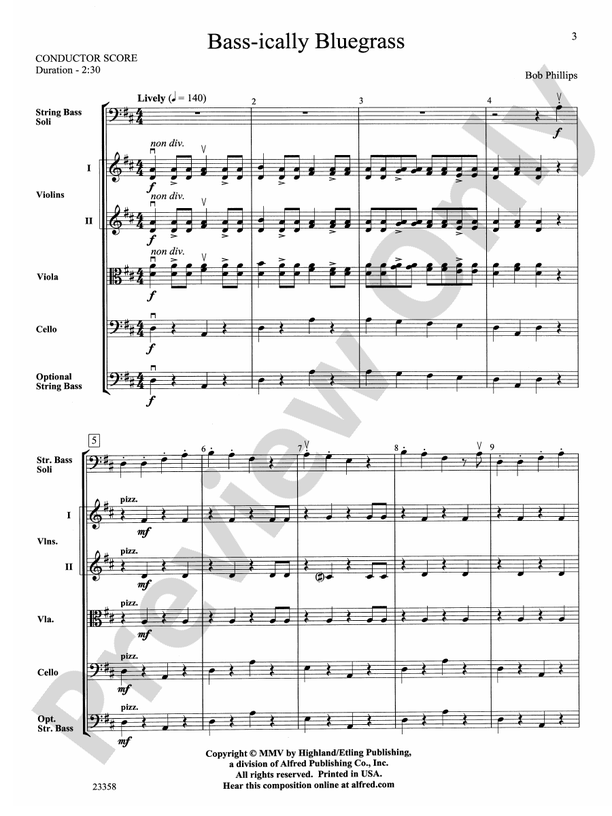 Bass-ically Bluegrass – String Orchestra Conductor Score & Parts (Digital Download)