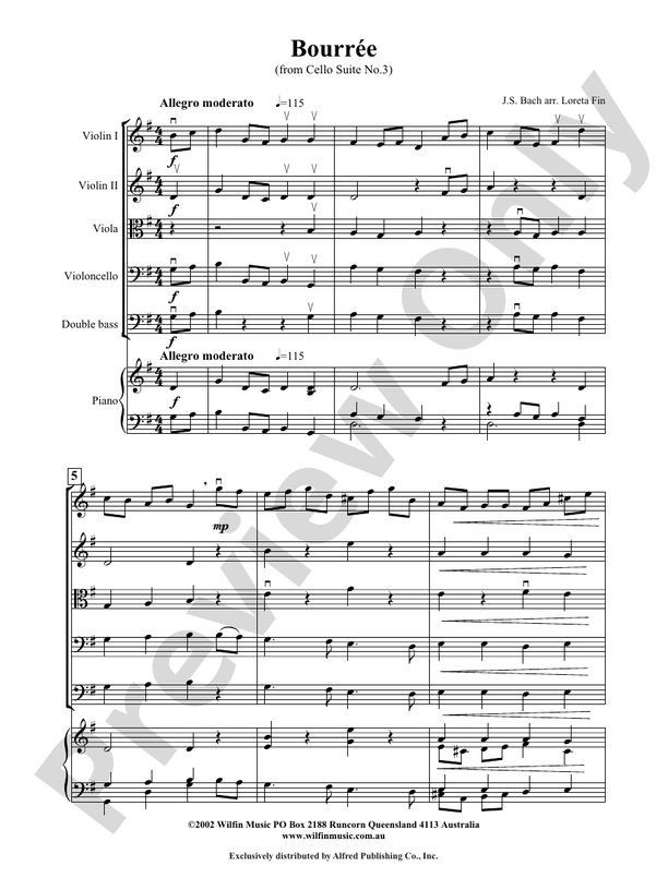 Bourree - Arr. Loreta Fin – String Orchestra Conductor Score & Parts (Digital Download)