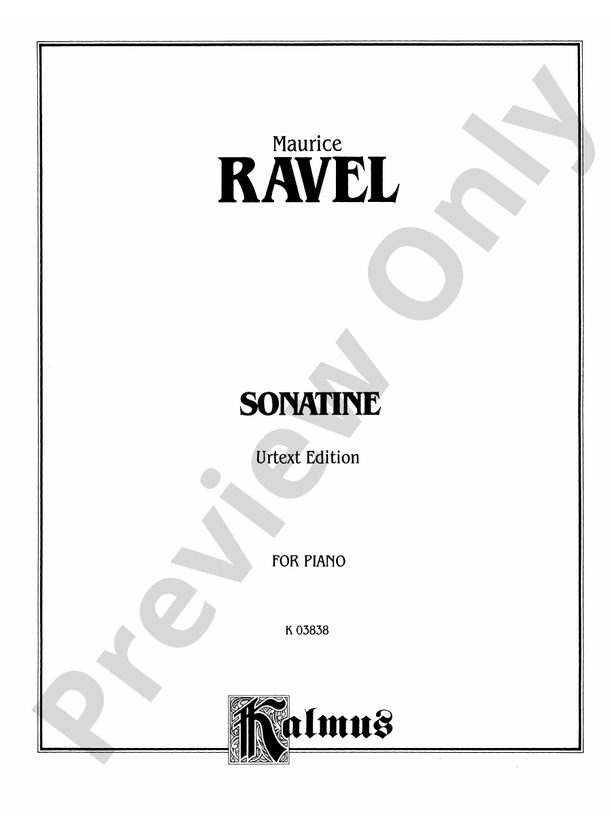 Ravel - Sonatina - Piano Solo (Digital Download)