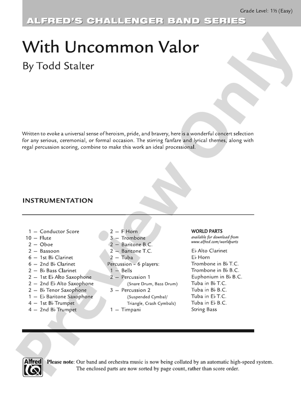 With Uncommon Valor - Concert Band Conductor Score & Parts (Digital Download)