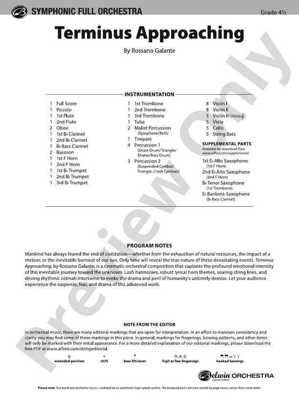 Terminus Approaching - Full Orchestra Conductor Score & Parts (Digital Download)