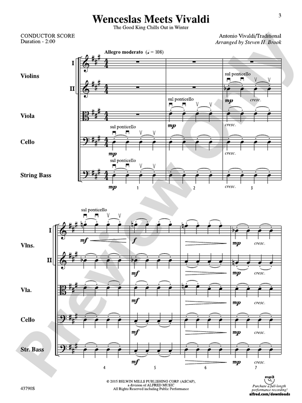 Wenceslas Meets Vivaldi – String Orchestra Conductor Score & Parts (Digital Download)