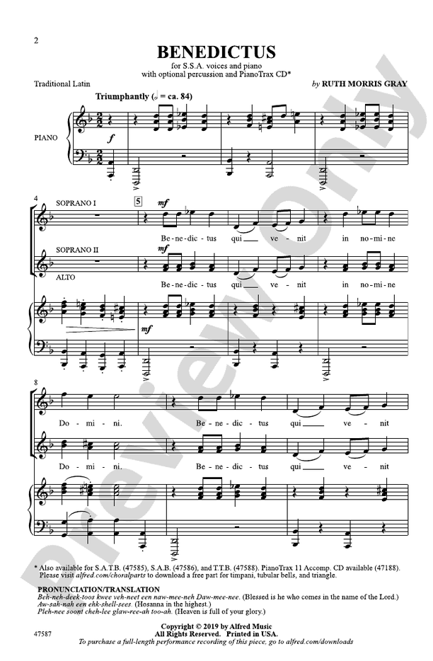 Benedictus – SSA Choral Octavo (Digital Download)
