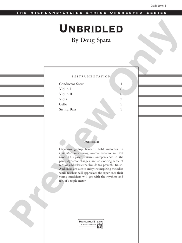 Unbridled – String Orchestra Conductor Score & Parts (Digital Download)