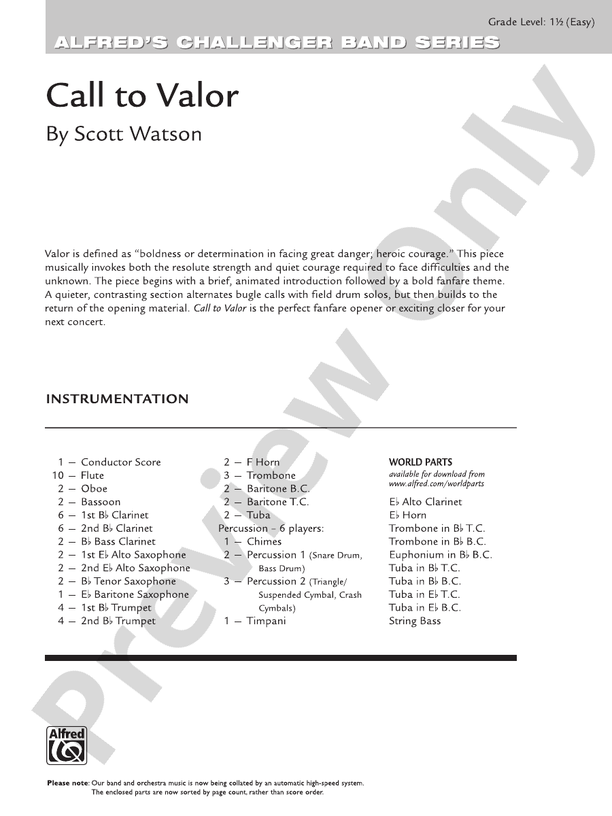 Call to Valor - Concert Band Conductor Score & Parts (Digital Download)