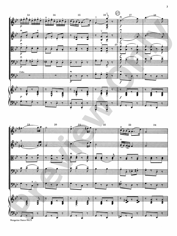 Hungarian Dance No. 5 – String Orchestra Conductor Score & Parts (Digital Download)