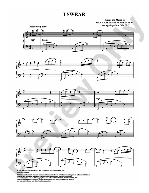 I Swear - Piano (Digital Download)