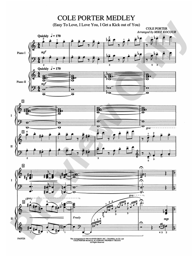 Cole Porter Medley - 2 Pianos, 4 Hands (Digital Download)