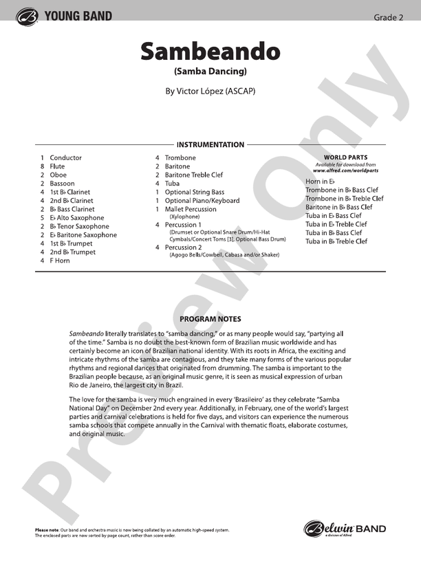 Sambeando - Concert Band Conductor Score & Parts (Digital Download)