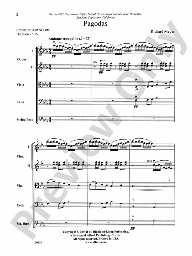 Pagodas – String Orchestra Conductor Score & Parts (Digital Download)