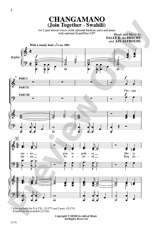 Changamano (Join Together-Swahili) – 3-Part Mixed Choral Octavo (Digital Download)
