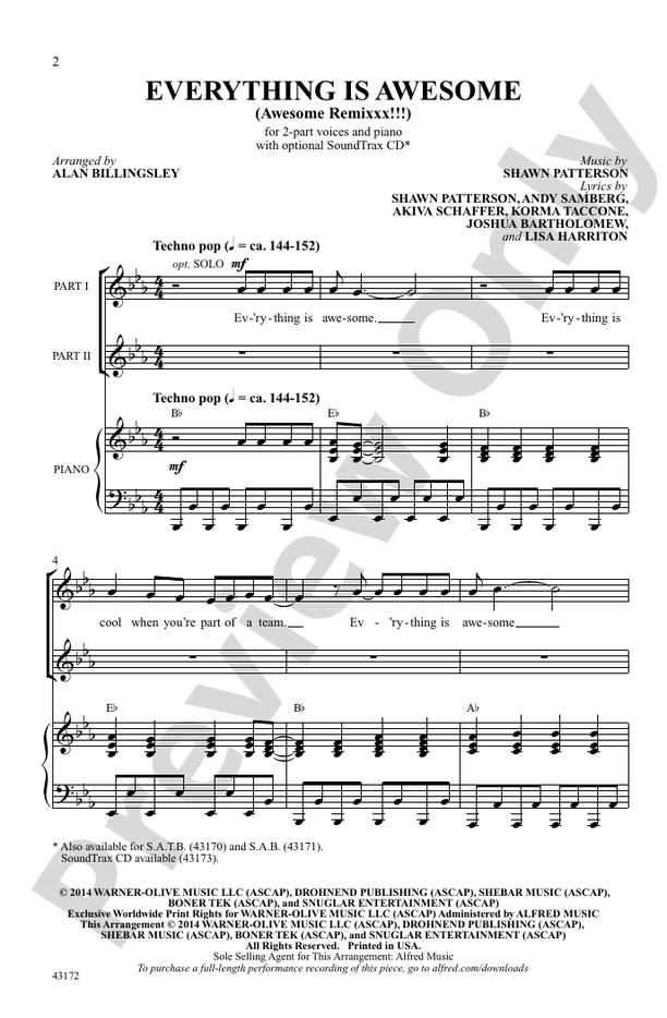 Everything is Awesome – 2-Part Choral Octavo (Digital Download)