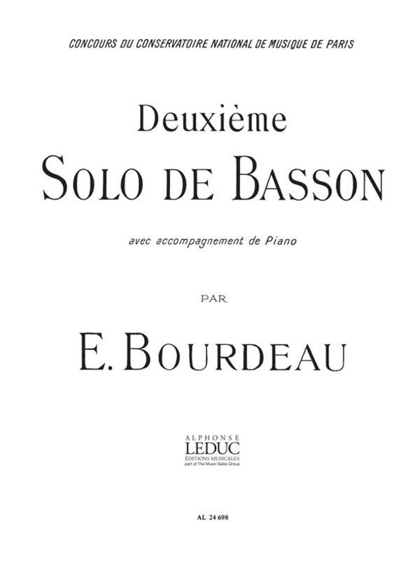 Deuxieme Solo - for Bassoon and Piano - Eugene Bourdeau - Bassoon Alphonse Leduc