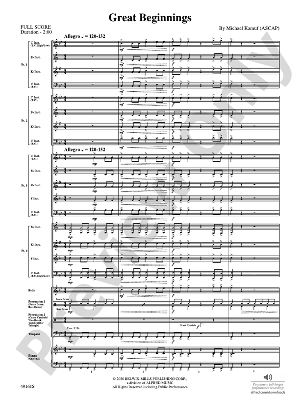 Great Beginnings (Flexible Arrangement) - Concert Band Conductor Score & Parts (Digital Download)
