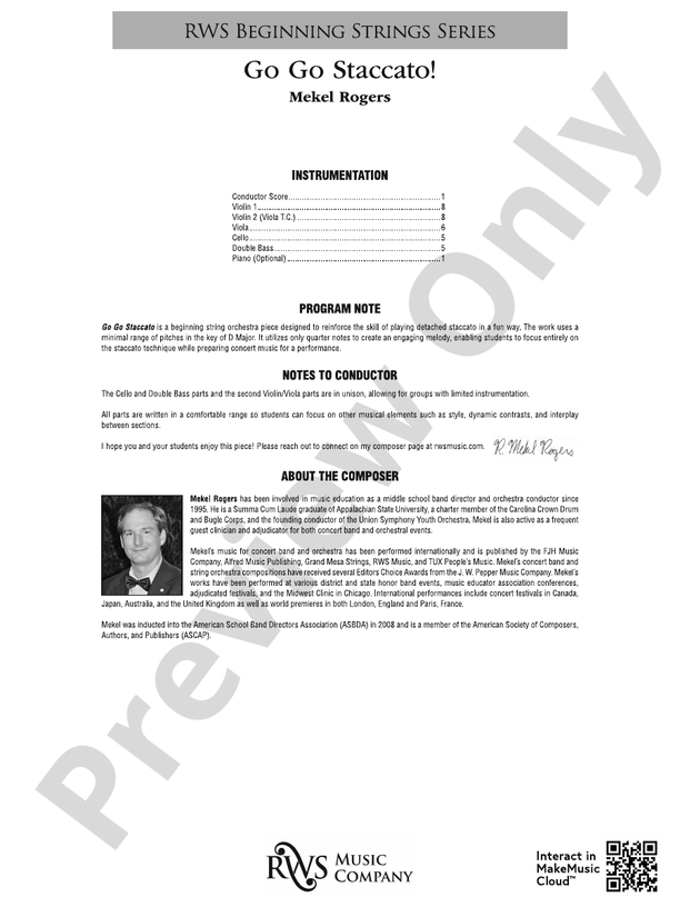 Go Go Staccato! - String Orchestra Conductor Score & Parts (Digital Download)