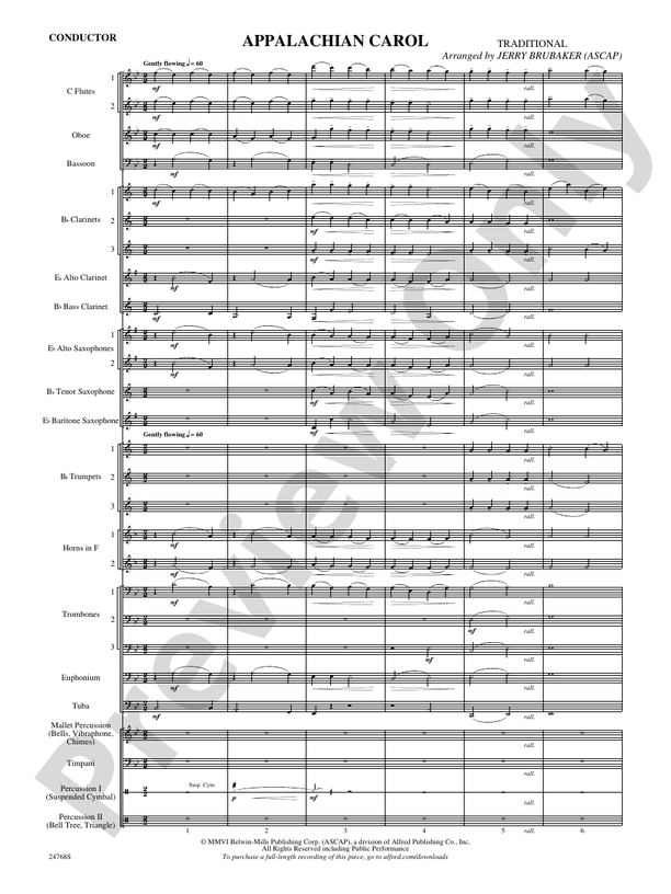 Appalachian Carol - Concert Band Conductor Score & Parts (Digital Download)